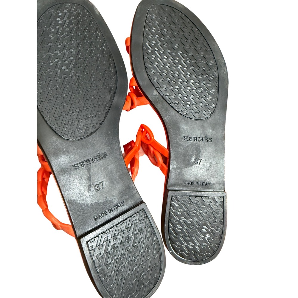 Hermes Rivage Orange Chaine dAncre Jelly Slide Sandals TPU Made in Italy Size 37 - Picture 3 of 3